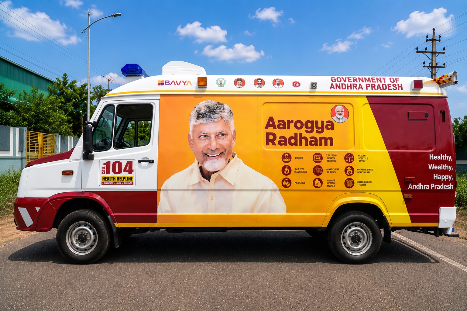 104 Aarogya Ratham mobile clinic serving Andhra Pradesh